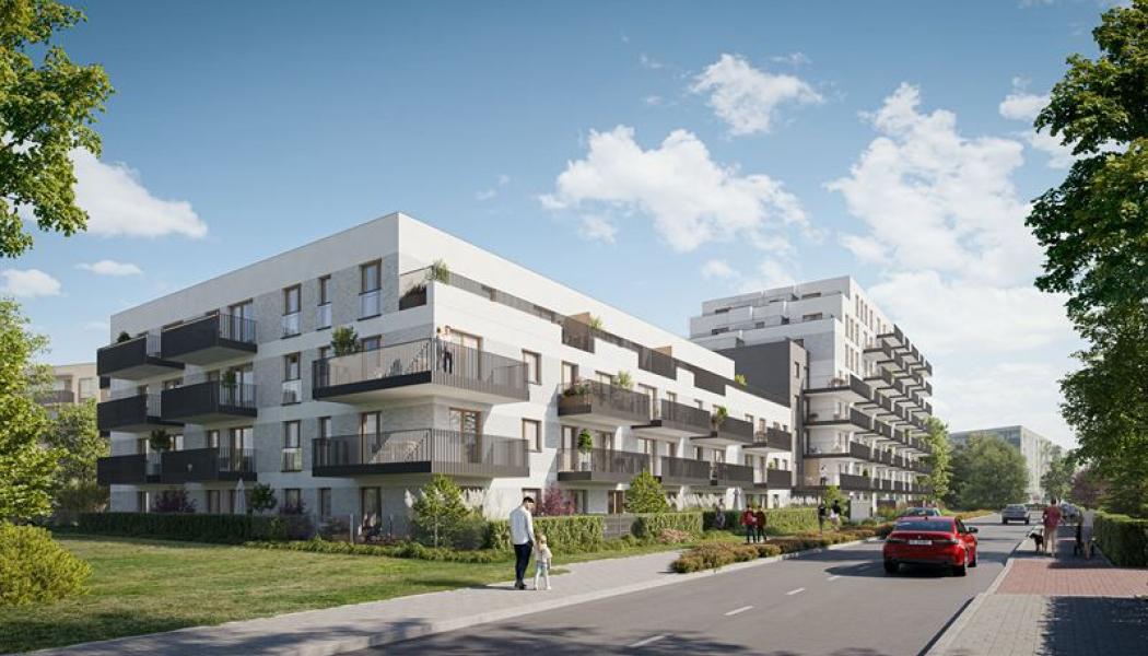  Med innovativa lösningar som gröna tak, solcellspaneler och smarta hem, strävar projektet efter energieffektivitet och boendekomfort. Illustration: Skanska