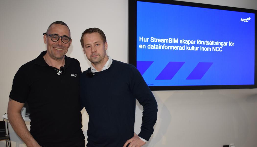 Lead VDC Specialist Magnus Nilsson och Operations Development Manager Magnus Osbeck på NCC Foto: NCC