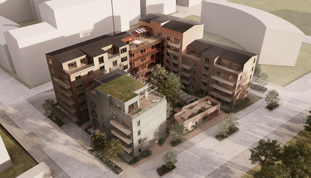 Skogsbrynet, Rosendal. Klimatpositiva bostäder. Arkitekterna Krook & Tjäder.