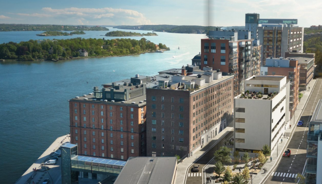 Visionsbild över Havrekvarnen och dess takterrass. Illustration: Walk the room.
