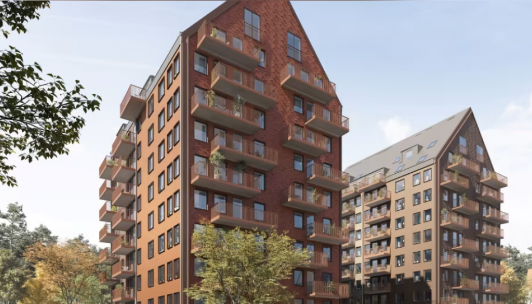 Wallenstam har placerat husen efter vädersträck för att bland annat skapa rätt ljus- och värmeinsläpp och därmed minimera energiåtgången. ﻿Visionsbild: Liljewall arkitekter