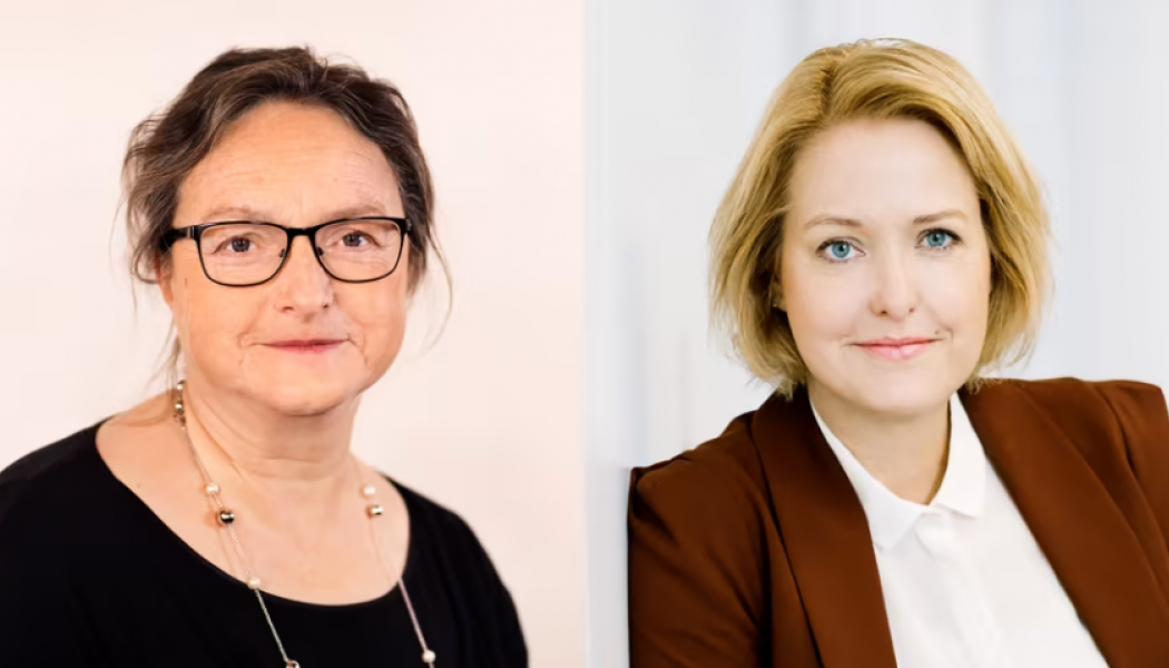 Ingela Lindh, styrelseordförande i Svensk Byggtjänst och Kajsa Hessel, vd på Svensk Byggtjänst. Foto: Byggtjänst.
