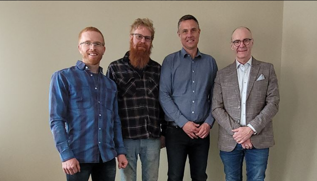 Från vänster: Mikael Nyberg, Fredrik Roxström, Per Djurholm, Stellan Lindqvist. Foto: Bravida