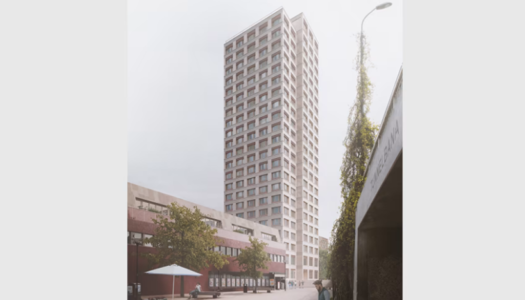 Det nya höghuset ritat av Jägnefält Milton får 23 våningar. PE Teknik & Arkitektur ansvarar för byggnadens el- och telesystem samt energieffektiva lösningar för hållbart byggande. Foto: PE Teknik & Arkitektur