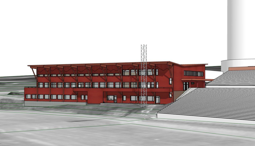 Event - och prestationscenter som ska byggas på Nationalarenan i Östersund. Illustration: Svenska Skidskytteförbundet