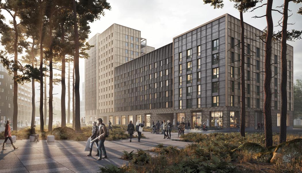Studentbostäder Aquila, Uppsala. Skiss: Arkitema