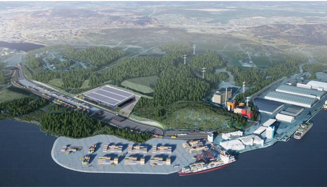 Sundsvall logistikpark Logistikbyggnad Bild; Peab Etableringsskiss