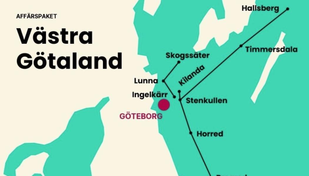 Översiktsbild på var  45 mil kraftledning ska gå. Pressbild: Svenska kraftnät