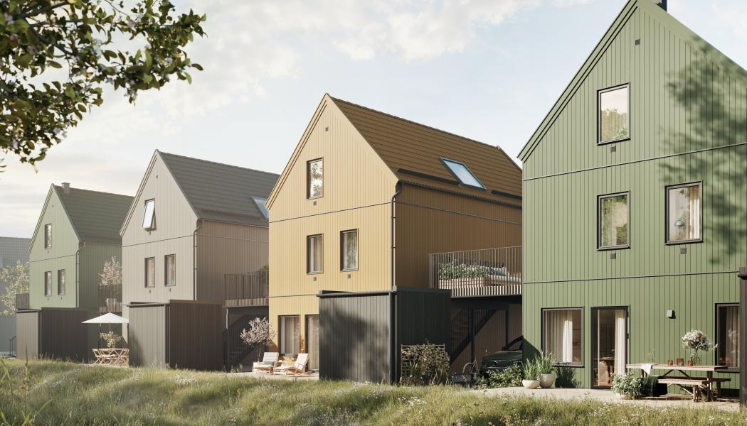 Terrasshusen exteriör. Pressbilder: Riksbyggen