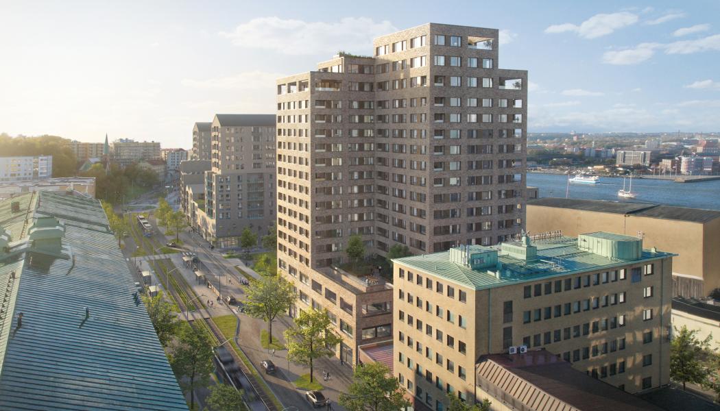 LINK Arkitektur har gestaltat ett nytt Mixed Use-kvarter där bostäder, kommersiella lokaler och verksamheter möts. Bild: Visulent