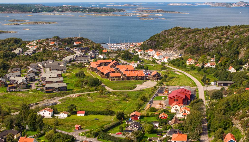 OBOS har förvärvat mark med färdig detaljplan i Tjuvkil, väster om Kungälv utanför Göteborg. Pressbild: OBOS