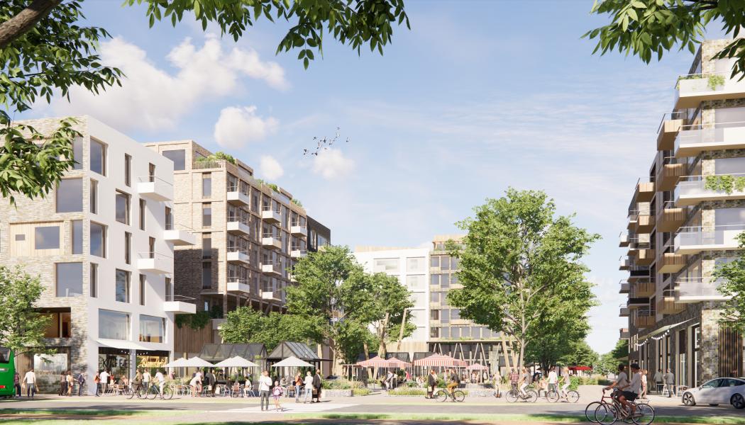 Illustration av hur Fäladstorget kan se ut i framtiden. Bild: Lunds Kommun