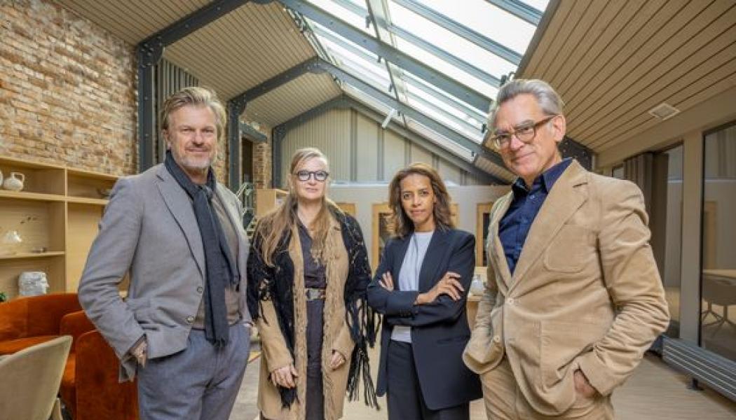 Träprisjuryn 2024. Fv: Thomas Sandell, Camilla Schlyter, Rahel Belatchew, Mark Isitt. Foto: Jann Lipka