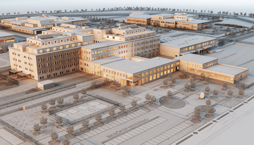 Kriminalvårdsanläggningen i Trelleborg. Visualisering av Krook & Tjäder