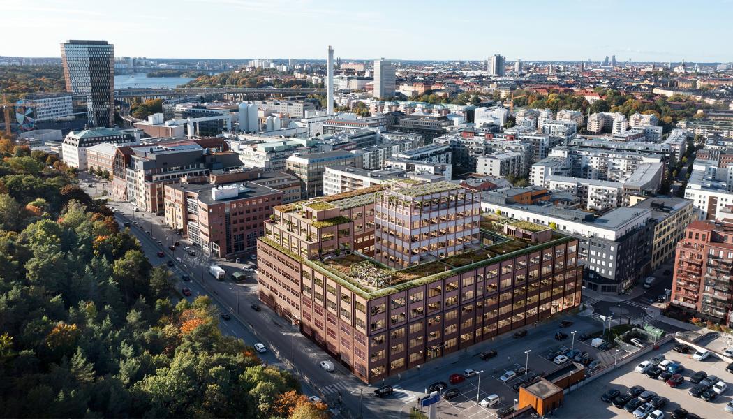 Trikåfabriken 8 i Hammarby sjöstad. Illustration: Walk the Room