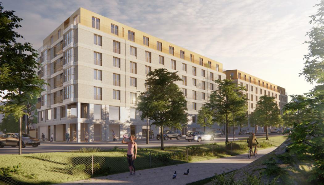 Kvarteret Turkosen i Skytteholm. Illustration: White arkitekter
