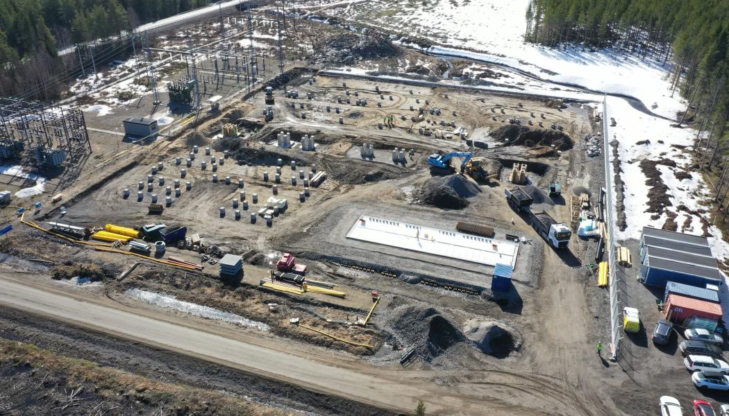 Stationen i Sävar planeras stå klar och tas i drift i slutet av 2026. Pressbild: Omexom