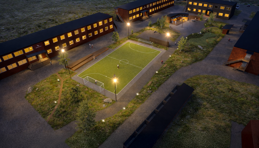 Viscaria Village - Kvällsperspektiv. Pressbild: Strawberry