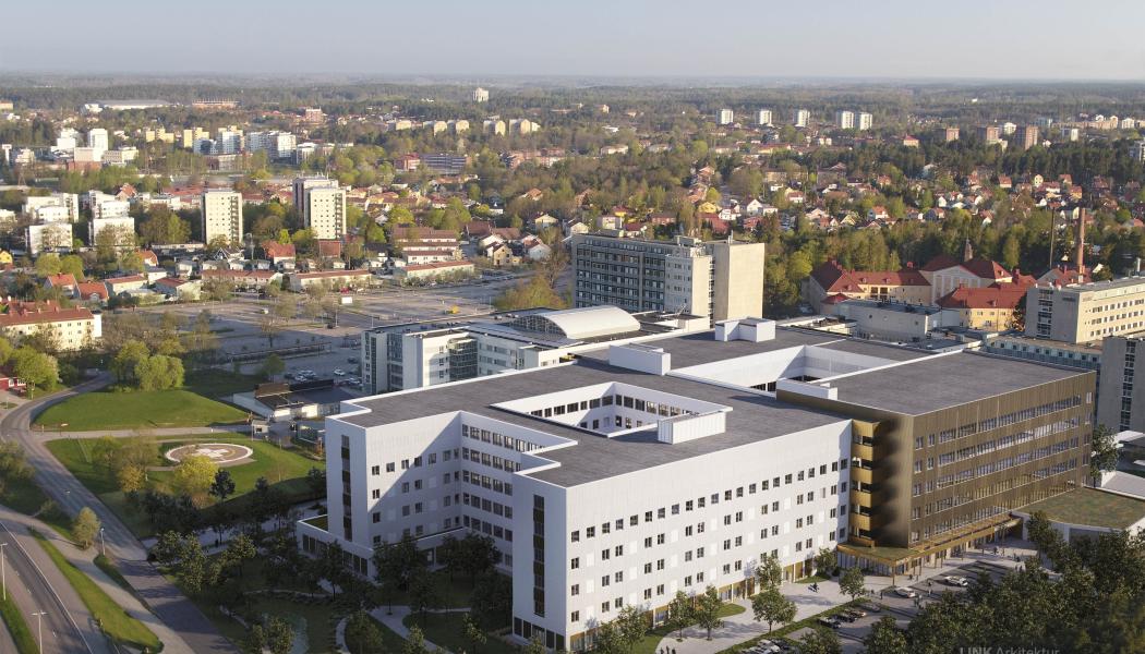 Visionsbild nya akutsjukhuset Västerås.  Copyright: Region Västmanland LINK arkitektur Carlstedts arkitekter TMRW