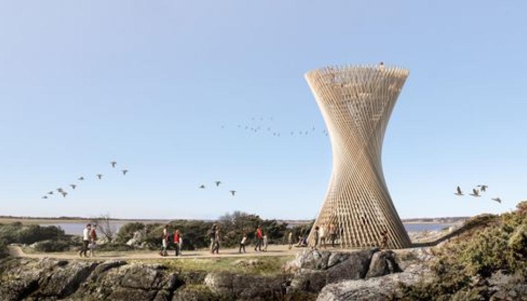 Visualiserad bild från White Arkitekter som ritat det nya utsiktstornet åt Varbergs kommun. White Arkitekter