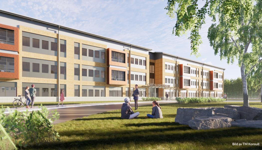 Carlslundskolan i Umeå. Visionsbild: TM konsult
