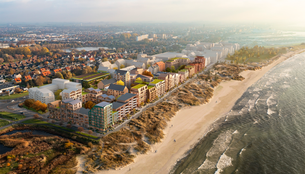Mellan husen längs strandpromenaden och Östersjön kommer en 600 meter lång sandstrand att anläggas. Foto: Kanozi