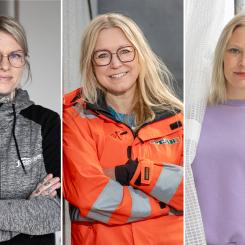Finalisterna i Årets byggkvinna 2024: Från v. Therese Lindström, Susanne Hallberg och Alice Olsson.