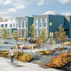 Nya Sallerupskolan. Ilustration: Kamikaze Arkitekter
