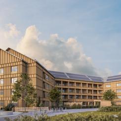 Visualisering över gård. Bild: WHAT! Arkitekttur