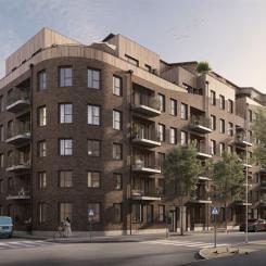 Utvändig I Brf Saltäng Norrköping. Illustration: Peab