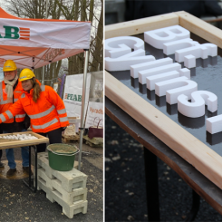 Gyllins Park gjutningsfest - gjutning av skylt. Pressbild: Peab Projektutveckling