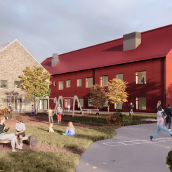 Henriksdalskolan i Höllviken där GlasLindberg levererar glas- och metallpartier åt Peab