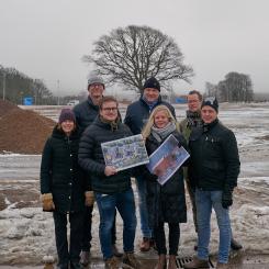Från vänster Marie-Louise Svensson, Värnamo kommun, Daniel Johansson, GBJ Bygg, Jacob Sjölin, GBJ Bygg, Mikael Karlsson, Värnamo kommun, Mia Thorén, Ekelund Bostad, Henrik Storm, Värnamo kommun och Jan Lindeberg, Värnamo kommun.﻿