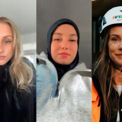 Finalisterna i Årets byggkvinna 2023. Från vänster Beatrice Andersson, Mariam Mohammedamin, Rebecka Romin. Foto: Byggföretagen