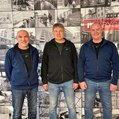Ledning Bergman Bygg: Tonny Greiff, fastighetsskötsel, byggservice och byggprojekt (specialist på steril- och renrumsarbeten), Kent Bergman, VD, ekonomi, administration och personal, Peter Andersson, fastighetsskötsel, byggservice och byggprojekt. Foto: Rotundagruppen