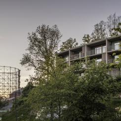 Bostadskvarteret Bergsvåg på Horthagsberget i Norra Djurgårdsstaden. Foto: VELFAC