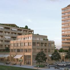 Visionsbild Lindome centrum. bild: Olsson Lyckefors Arkitektur