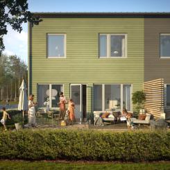 Brf Hjortrongränd i Skellefteå. Illustration: Riksbyggen