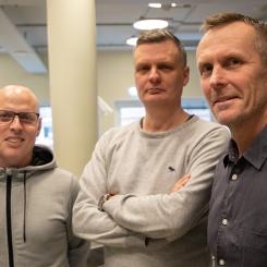 Från vänster: Reidar Hagner, Kenneth Hammarstedt och Peter Norberg, Develog AB. Foto:  BizMaker