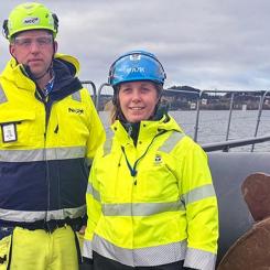 Mattias Svelander, projektchef, NCC och Sofia Grelsson, byggprojektledare. Foto: Östersunds kommun.