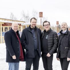 Anders Gustin, branschutveckling Installatörsföretagen, Mikael Risberg, biträdande professor i energiteknik vid Luleå tekniska universitet, Johnny Petré, ordförande för Installatörsföretagen och Johan Larsson, biträdande professor och avdelningschef. Foto: Tomas Bergman