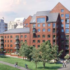 HSB brf Sannaparken är ett av fyra kvarter i projektet Fixfabriken nära Göta älv och Älvsborgsbron.