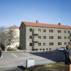 Bild på hur husen på Märlspiksgatan kommer se ut efter renovering. Illustration: Norconsult