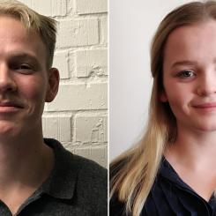 Fredrik Hakegård och Karolina Ljungström tilldelas priset Bästa examensarbete i fastighetsrätt 2022. Foto: Privat