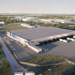 3D-visualisering av den nya logistikanläggningen i Norrköping. Foto: GBJ Bygg