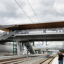 Den godkända anläggningen omfattar plattformarna och det nya dubbelspåret.
Foto: Implenia Sverige AB. Fotograf Jonas Arneson