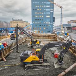 Volvo CE:s stora 30-tons nätanslutna grävmaskin ingick i Electric Worksite-testerna.
