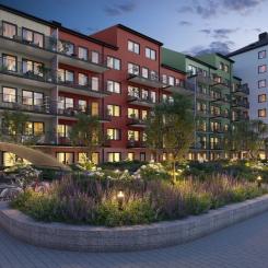 Vy från gården. Visionsbild. Studio Ekberg