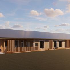 Visionsbild på den nya byggnaden norrifrån. Bild: Projektbyggaren
