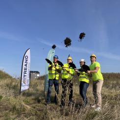 Returums andra etapp. På Plats var Treano Bygg AB och Renhållningen Kristianstad. Från vänster: Anders Servin, Ulf Börkell, Marcus Dalén, Johan Karlsvärd. Foto: Erika Tarestad, Renhållningen Kristianstad